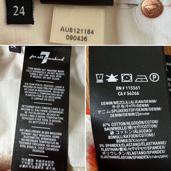 7 For All Mankind Ankle Skinny Floral Jeans Size 24 Ankle Denim Coquette Casual - Picture 7 of 12